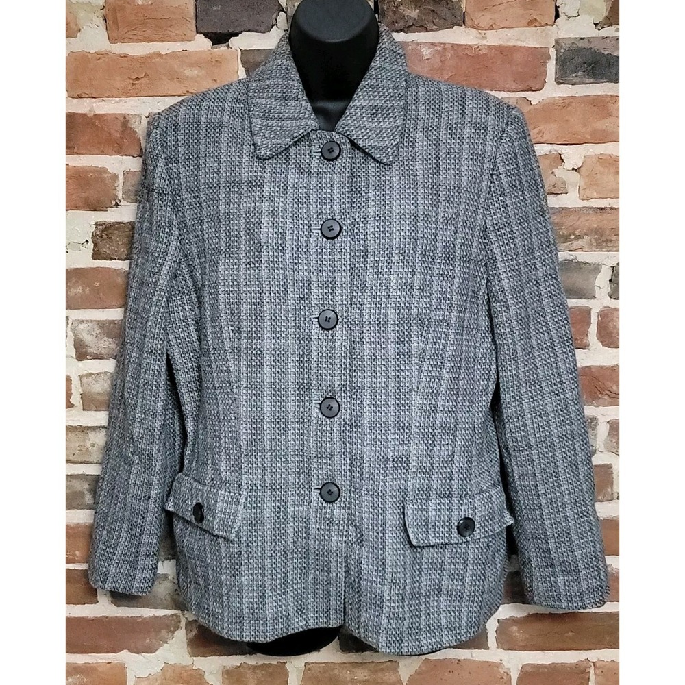 Valerie Stevens Glen Check Wool Blazer Jacket Classic Size 12